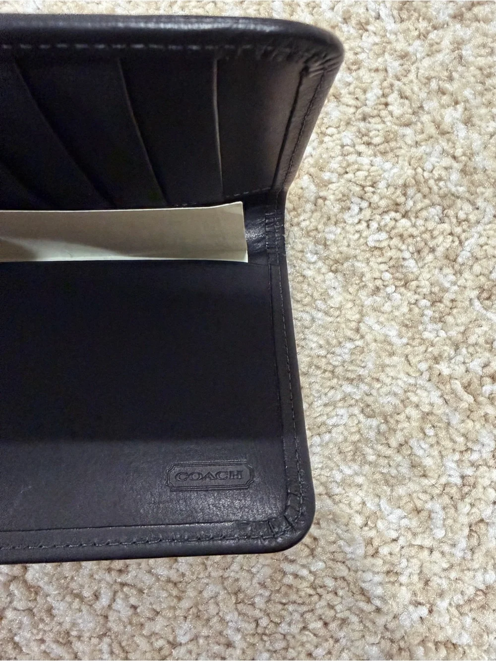 Coach Black Leather Card & Checkbook Organizer with ID Window